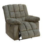 Benzara 41 inch Fabric Power Recliner with Square Stitching, Gray