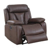 Benzara 41 inch Leatherette Power Recliner with Tufted Details, Brown