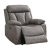 Benzara 41 inch Leatherette Power Recliner with Tufted Details, Gray
