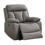 Benzara 41 inch Leatherette Power Recliner with Tufted Details, Gray