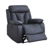 Benzara 41 inch Leatherette Power Recliner with Tufted Details, Blue