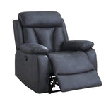 Benzara 41 inch Leatherette Power Recliner with Tufted Details, Blue