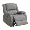 Benzara 41 inch Leatherette Power Recliner with Stitched Details, Gray