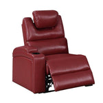 Benzara 43 inch 1 Straight Arm Leatherette Reclining Chair, Red