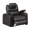 Benzara 43 inch 1 Sector Arm Leatherette Reclining Chair, Black