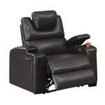 Benzara 43 inch 1 Sector Arm Leatherette Reclining Chair, Black