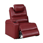 Benzara 43 inch 1 Sector Arm Leatherette Reclining Chair, Red