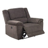 Benzara 39 inch Fabric Power Recliner with Stitched Details, Brown