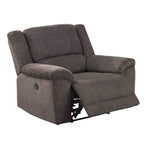 Benzara 39 inch Fabric Power Recliner with Stitched Details, Brown