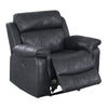 Benzara 40 inch Leatherette Power Recliner with Tufted Details, Black