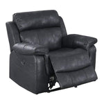 Benzara 40 inch Leatherette Power Recliner with Tufted Details, Black