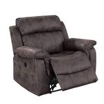 Benzara 40 inch Leatherette Power Recliner with Tufted Details, Brown