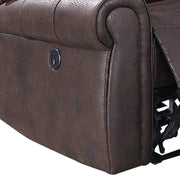 Benzara 41 inch Leatherette Power Recliner with Rolled Armrests, Brown