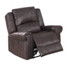 Benzara 41 inch Leatherette Power Recliner with Rolled Armrests, Brown