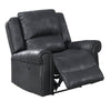 Benzara 41 inch Leatherette Power Recliner with Rolled Armrests, Black