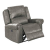 Benzara 41 inch Leatherette Power Recliner with Rolled Armrests, Gray