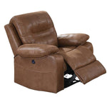 Benzara 41 inch leatherette Reclining Chair with USB Port, Brown