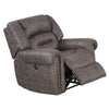 Benzara Nailhead Trim Fabric Upholstered Power Recliner, Taupe Brown
