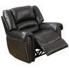 Benzara Nailhead Trim Leatherette Power Recliner, Black