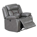 Benzara Leatherette Power Glider Recliner with USB Dock, Gray
