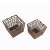 Benzara 2 Piece Metal and Jute  Basket with Geometric Design, Brown and Black
