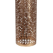 Benzara Contemporary Metal Candleholder with Lattice Cut outs, Gold