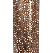 Benzara Contemporary Metal Candleholder with Lattice Cut outs, Gold