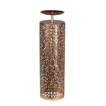 Benzara Contemporary Metal Candleholder with Lattice Cut outs, Gold