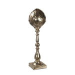 Benzara Metal Finial with Bud Shaped Design and Pedestal Base, Gold