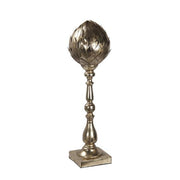 Benzara Metal Finial with Bud Shaped Design and Pedestal Base, Gold