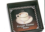 Benzara Square Shape Decorative Metal Coasters with Raised Edges, Assortment of 4, Black and Brown