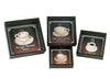 Benzara Square Shape Decorative Metal Coasters with Raised Edges, Assortment of 4, Black and Brown