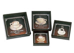 Benzara Square Shape Decorative Metal Coasters with Raised Edges, Assortment of 4, Black and Brown