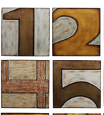 Benzara 9 Piece Wooden Square Shaped Numerical Wall decor Set, Multicolor