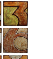 Benzara 9 Piece Wooden Square Shaped Numerical Wall decor Set, Multicolor