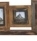 Benzara 4 Piece Distressed Wood Photo Frame on Rectangular Stand, Rustic Brown