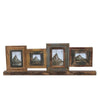 Benzara 4 Piece Distressed Wood Photo Frame on Rectangular Stand, Rustic Brown