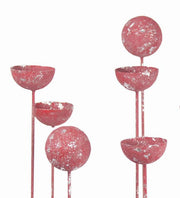 Benzara Multiple Bowl Shaped Metal Candle Bar with Round Base, Pink and Silver