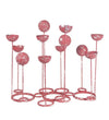 Benzara Multiple Bowl Shaped Metal Candle Bar with Round Base, Pink and Silver