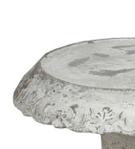 Benzara Decorative Cement Cake Plate with Pedestal Base, Large, White