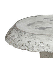 Benzara Decorative Cement Cake Plate with Pedestal Base, Large, White