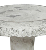 Benzara Decorative Cement Cake Plate with Pedestal Base, Large, White