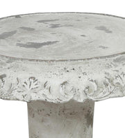 Benzara Decorative Cement Cake Plate with Pedestal Base, Large, White