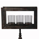 Benzara 3 Votive Glass Candleholder on Metal Pedestal Base, Black and Clear