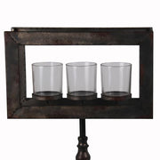Benzara 3 Votive Glass Candleholder on Metal Pedestal Base, Black and Clear