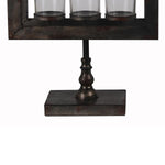 Benzara 3 Votive Glass Candleholder on Metal Pedestal Base, Black and Clear