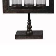 Benzara 3 Votive Glass Candleholder on Metal Pedestal Base, Black and Clear