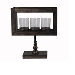 Benzara 3 Votive Glass Candleholder on Metal Pedestal Base, Black and Clear