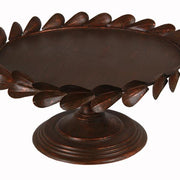 Benzara Traditional Tray with Petal Motif on Pedestal Base, Medium, Copper