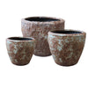 Benzara Hand Made Round Bowl Like Rocky Sandstone Planter, Brown, Set of 3